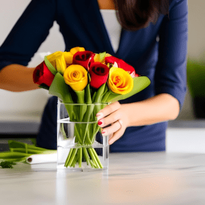 professional women arranges flowers on a table for one of her Homewatch clients